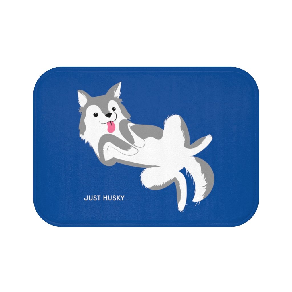 Cute Husky Blue Bath Mat - Barky