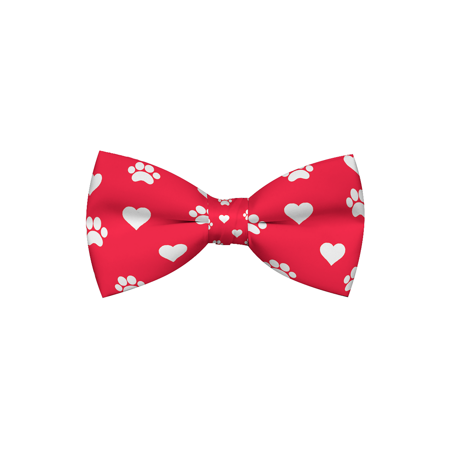 Valentines Day Paw Prints & Hearts Red Dog Bow Tie - Barky