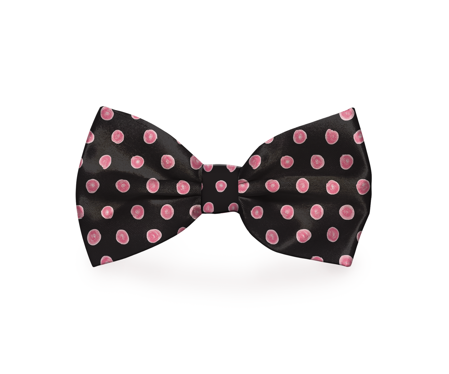 Polka-Dot Pink & Black Dog Bow Tie - Barky