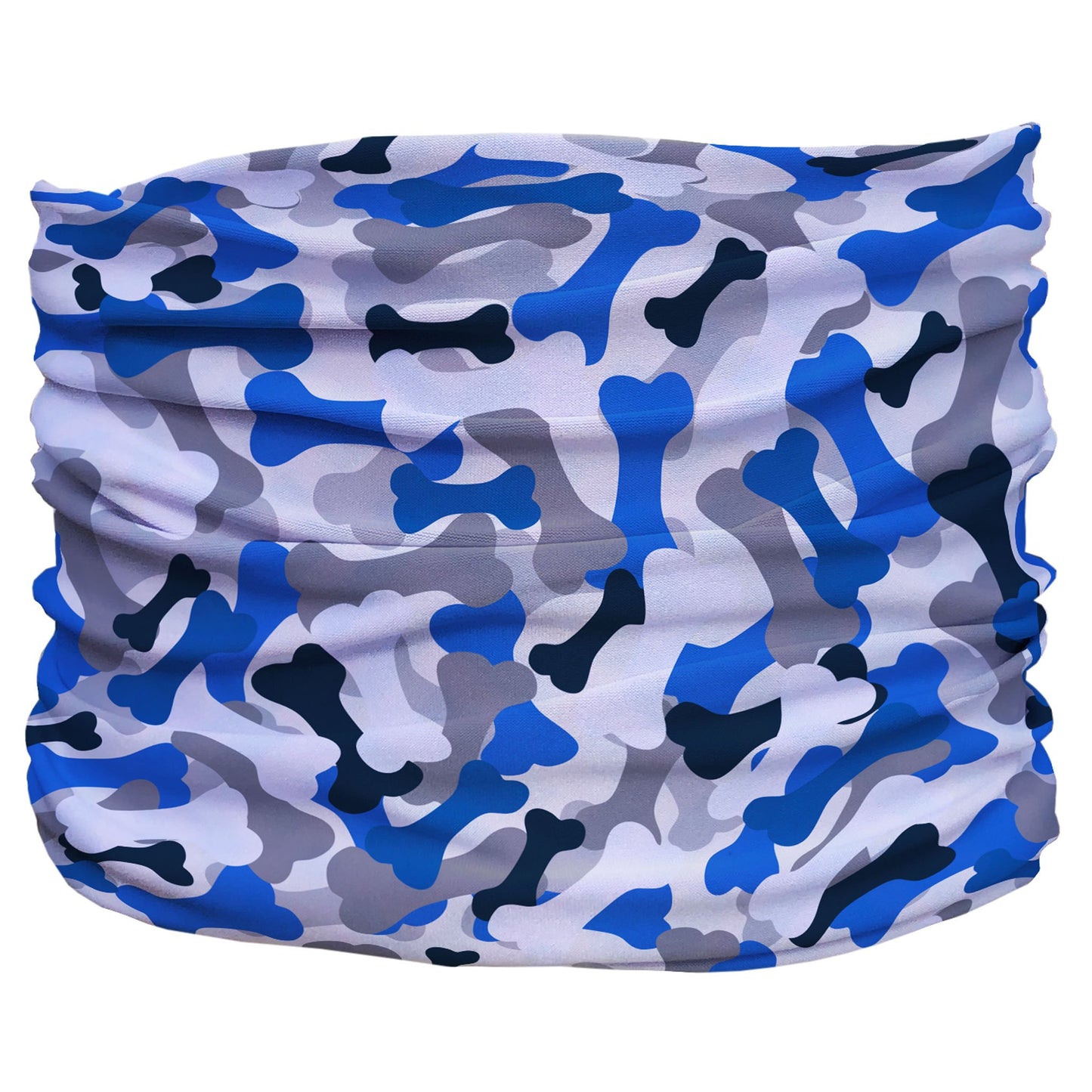 Bone Camo Blue Pup Neck Cover - Barky