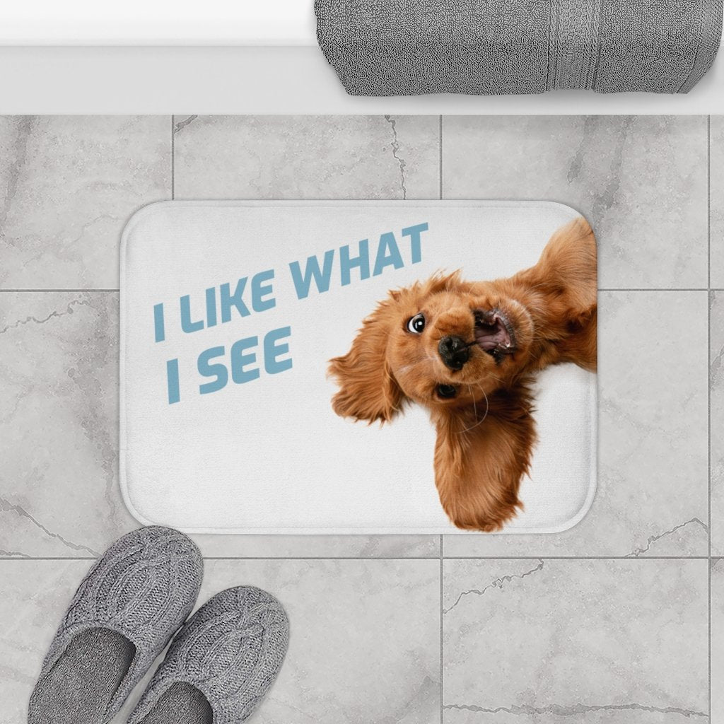 Funny Dog Looking Up Bath Mat - Barky
