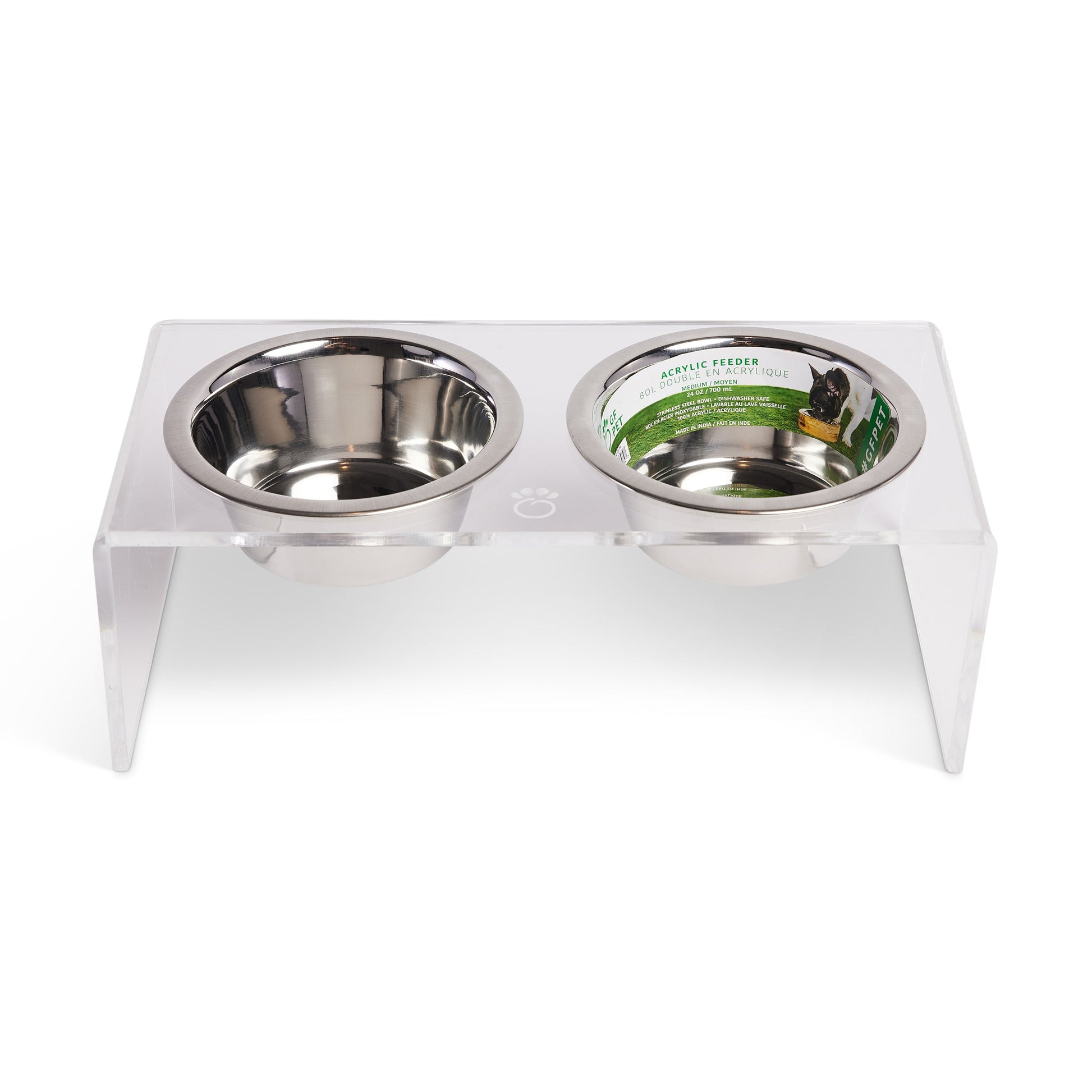Clear Double Dog Bowl Feeder with 1 Pint Glass Bowls – The Well Appointed  House