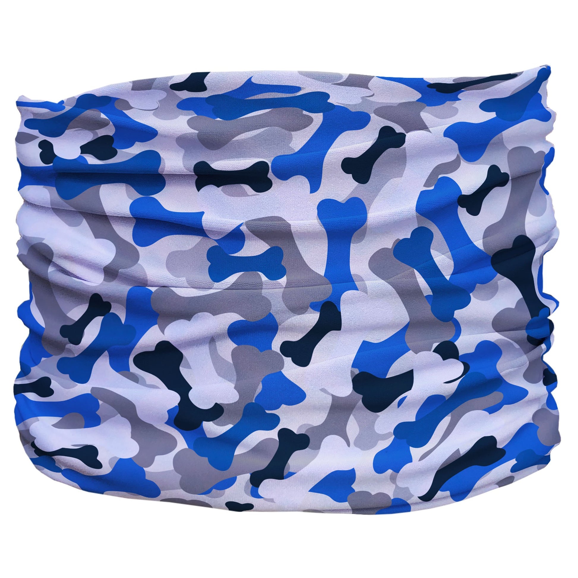Bone Camo Blue Pup Neck Cover - Barky