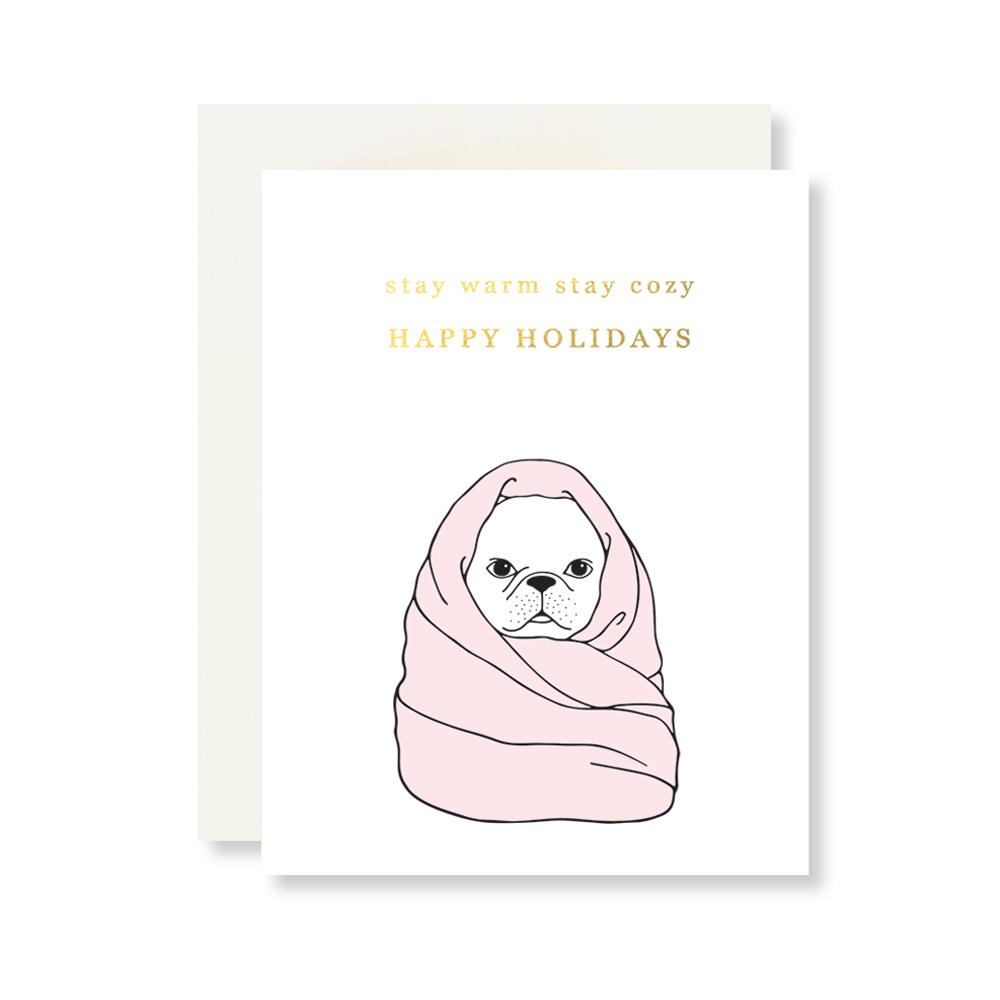 Stay Warm Holiday Card w. Gold Foil - Barky